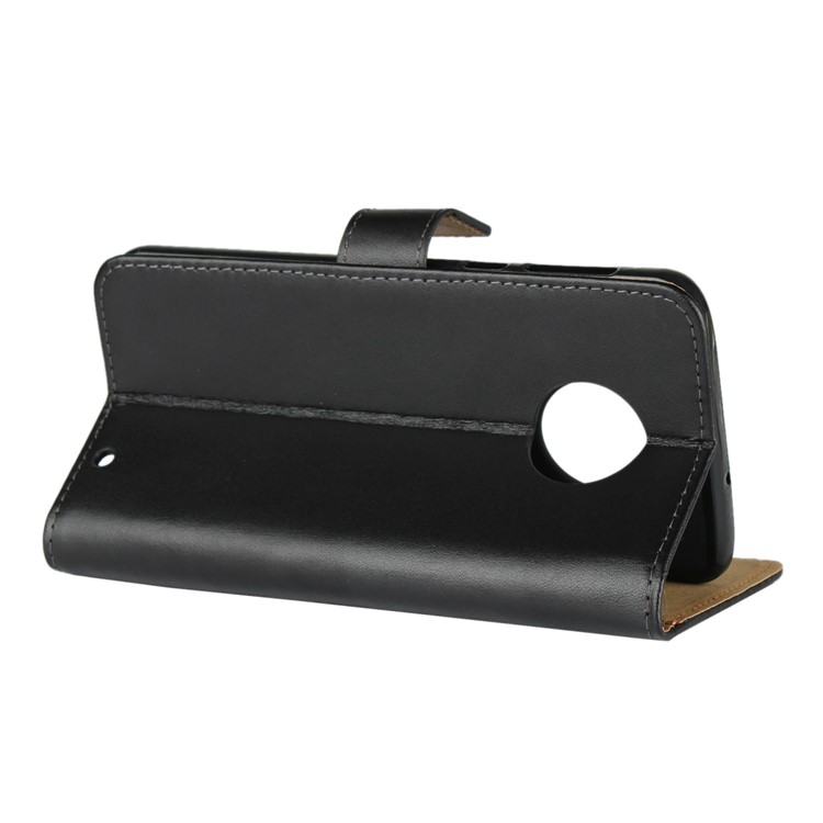 Genuine Leather Wallet Stand Phone Cover Case for Motorola Moto G6 Plus - Black-6