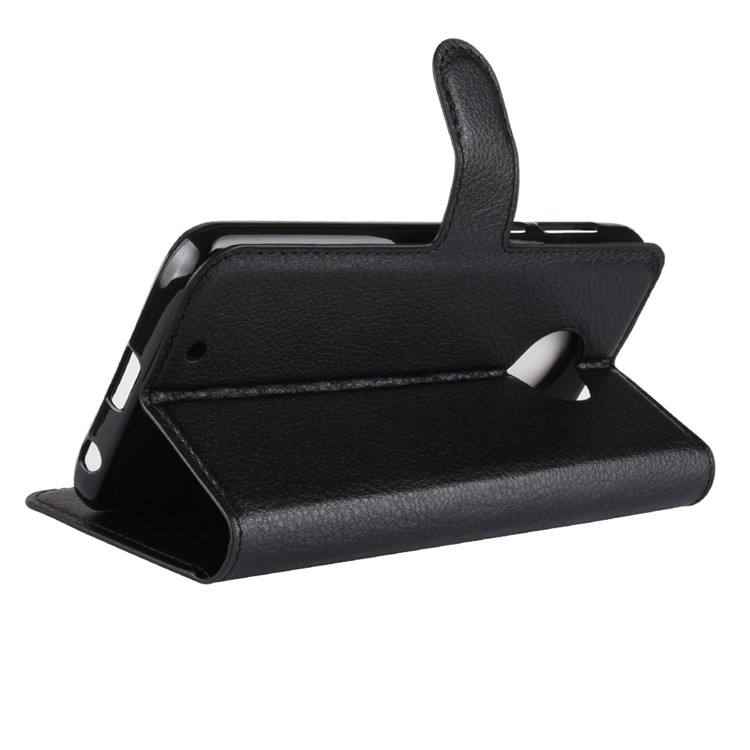 Lichia Textura Carteira Stand Leather Flip Case Para Motorola Moto G6 - Preto-16