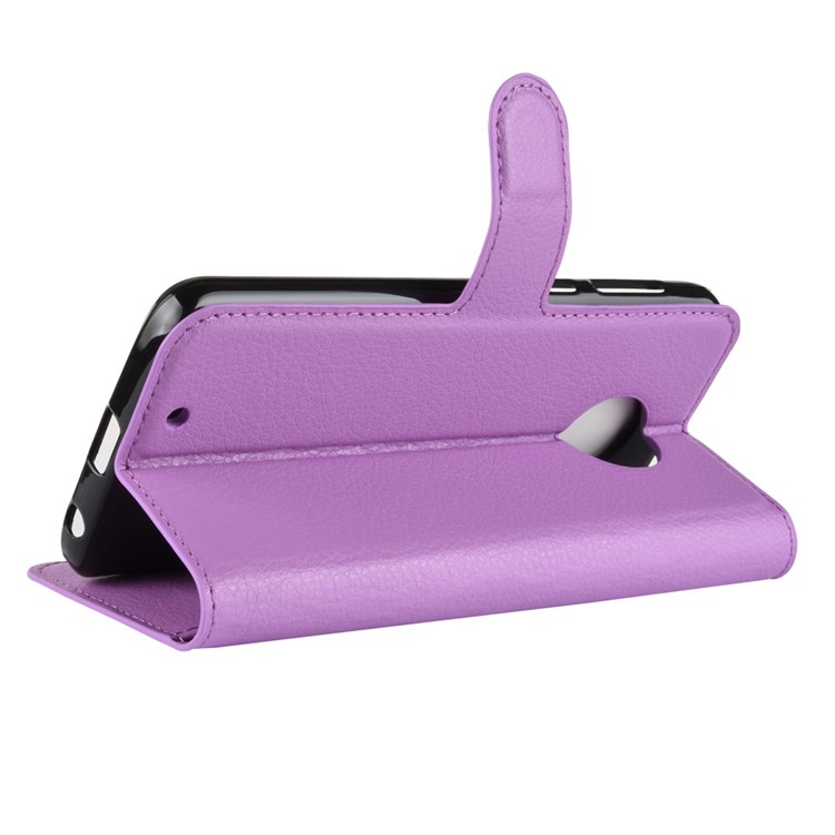Litchi Texture Wallet Stand Leather Mobile Phone Cover for Motorola Moto G6 - Purple-16