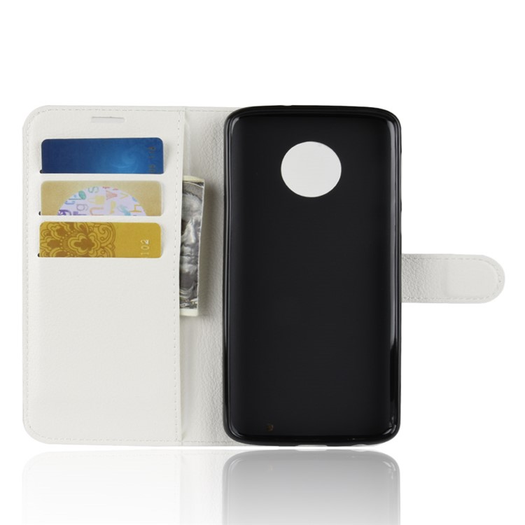 Litchi Texture Wallet Stand Leather Flip Cover for Motorola Moto G6 Plus - White-13