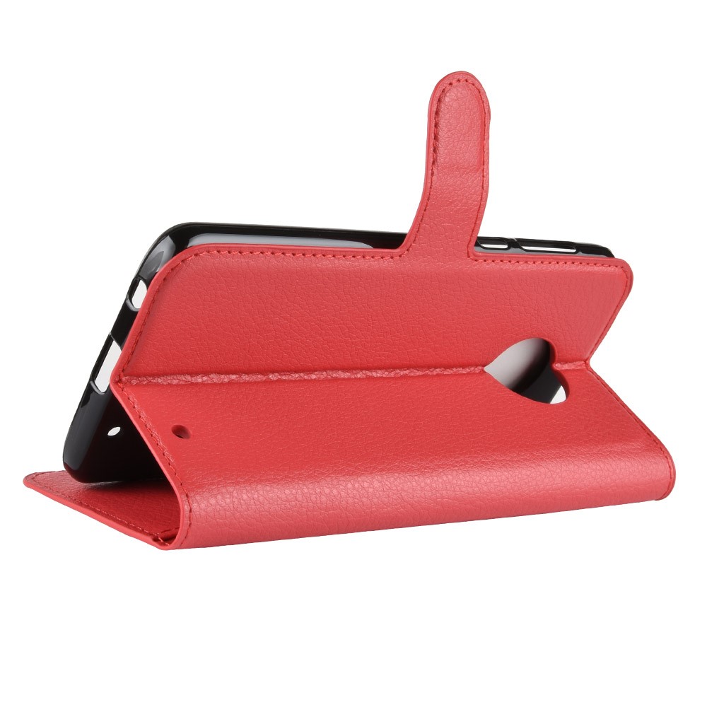Litchi Texture Wallet Stand Leather Phone Case for Motorola Moto G6 Plus - Red-16