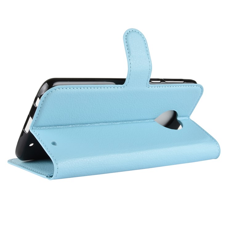 Litchi Texture Wallet Stand Leather Mobile Phone Case for Motorola Moto G6 Plus - Blue-16