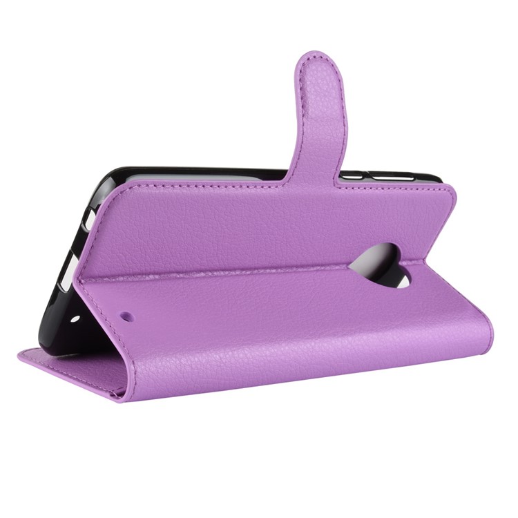 Litchi Texture Wallet Stand Leather Phone Accessory Case for Motorola Moto G6 Plus - Purple-16
