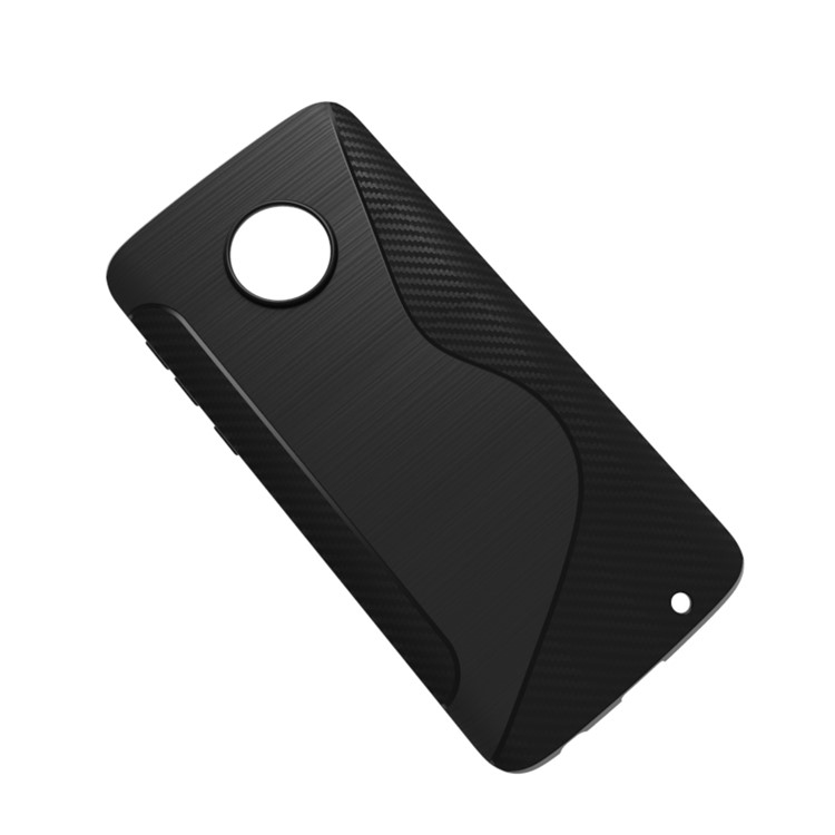 Carbon Fiber Brushed S Shape TPU Phone Case for Motorola Moto G6 Plus - Black-2