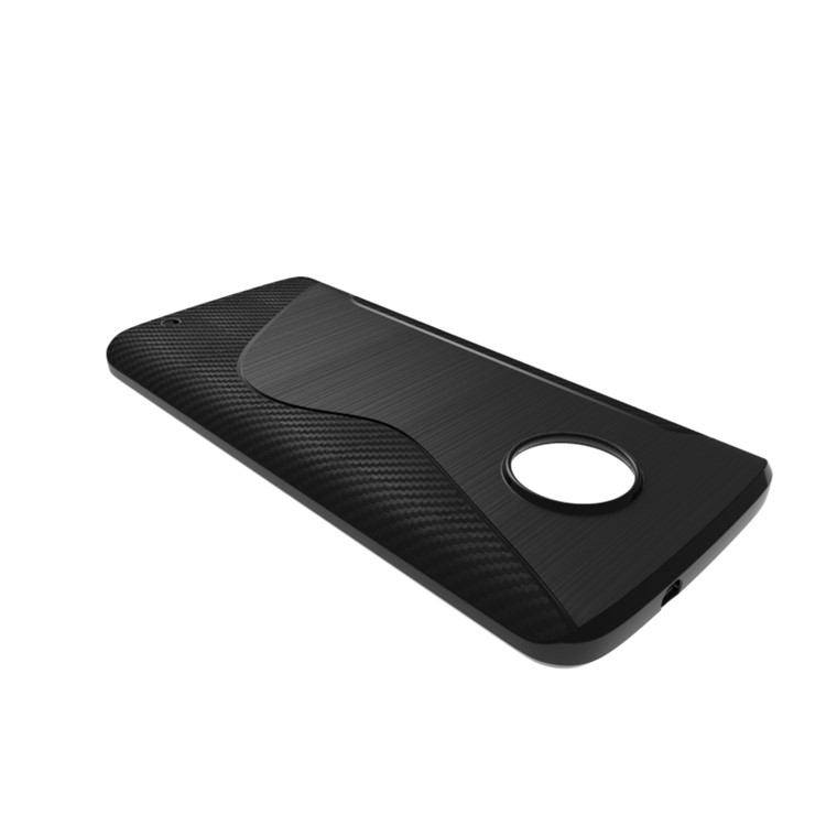 Carbon Fiber Brushed S Shape TPU Phone Case for Motorola Moto G6 Plus - Black-3
