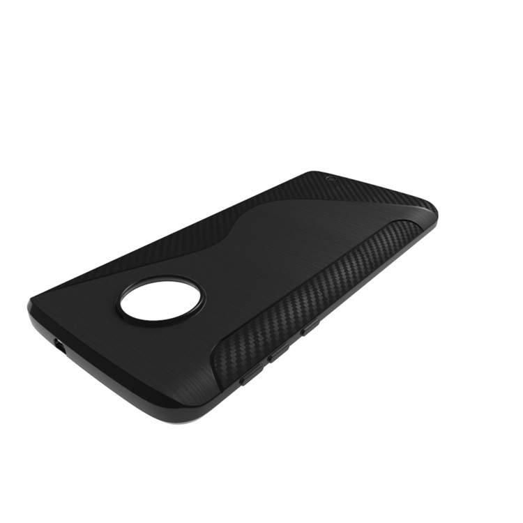 Carbon Fiber Brushed S Shape TPU Phone Case for Motorola Moto G6 Plus - Black-4