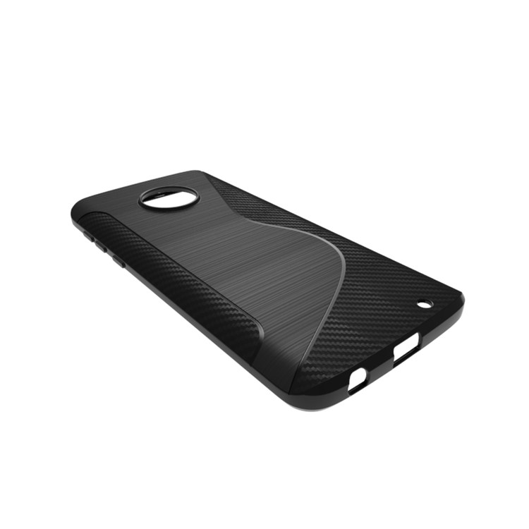 Carbon Fiber Brushed S Shape TPU Phone Case for Motorola Moto G6 Plus - Black-5