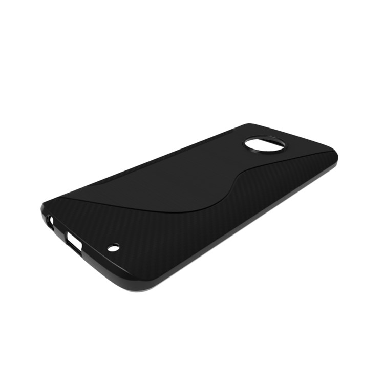 Carbon Fiber Brushed S Shape TPU Phone Case for Motorola Moto G6 Plus - Black-6