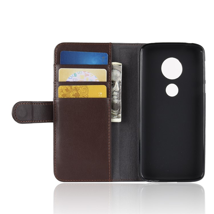 Genuine Split Leather Flip Stand Wallet Protection Shell for Motorola Moto E5 - Brown-5