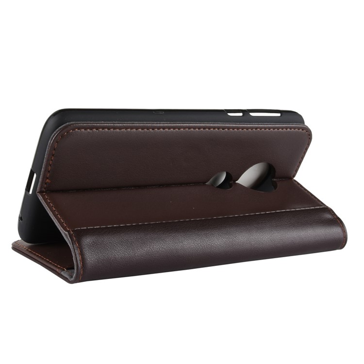 Genuine Split Leather Flip Stand Wallet Protection Shell for Motorola Moto E5 - Brown-7