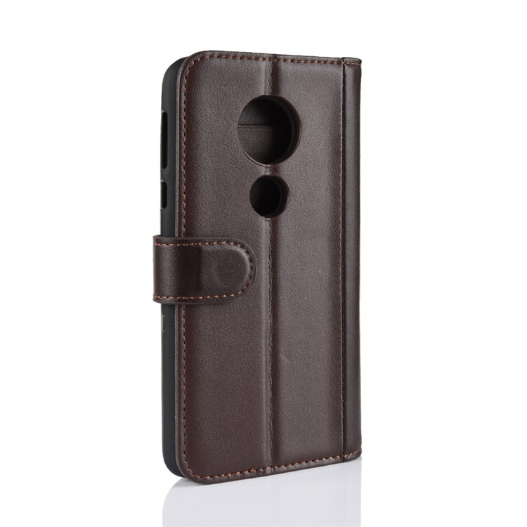 Genuine Split Leather Flip Stand Wallet Protection Shell for Motorola Moto E5 - Brown-8