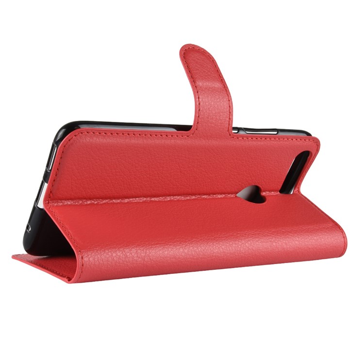 Litchi Texture PU Leather Magnetic Wallet Stand Cover for Lenovo S5 - Red-5