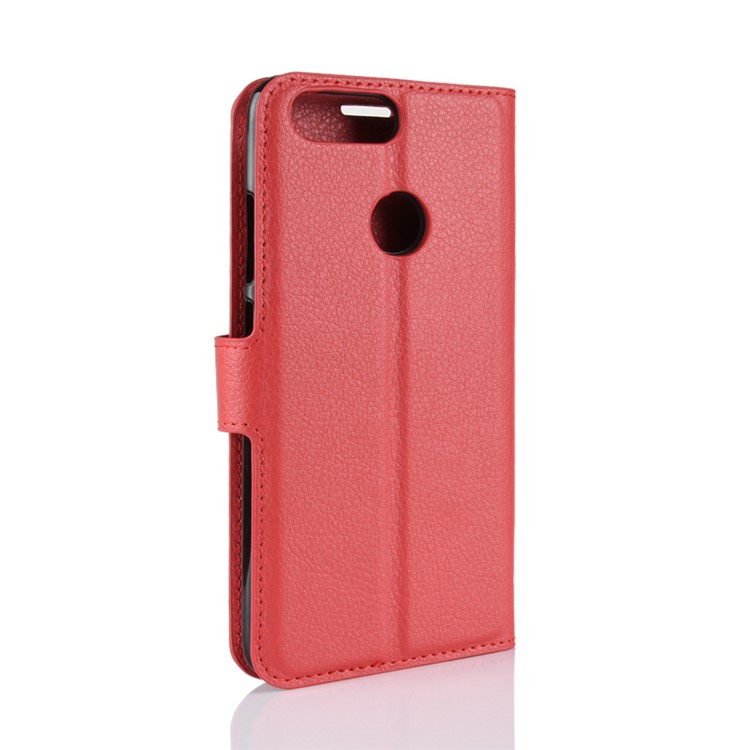 Litchi Texture PU Leather Magnetic Wallet Stand Cover for Lenovo S5 - Red-6