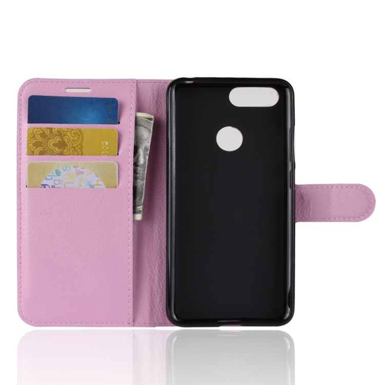 Litchi Skin PU Leather Magnetic Wallet Stand Casing for Lenovo S5 - Pink-3