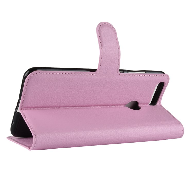 Litchi Skin PU Leather Magnetic Wallet Stand Casing for Lenovo S5 - Pink-5