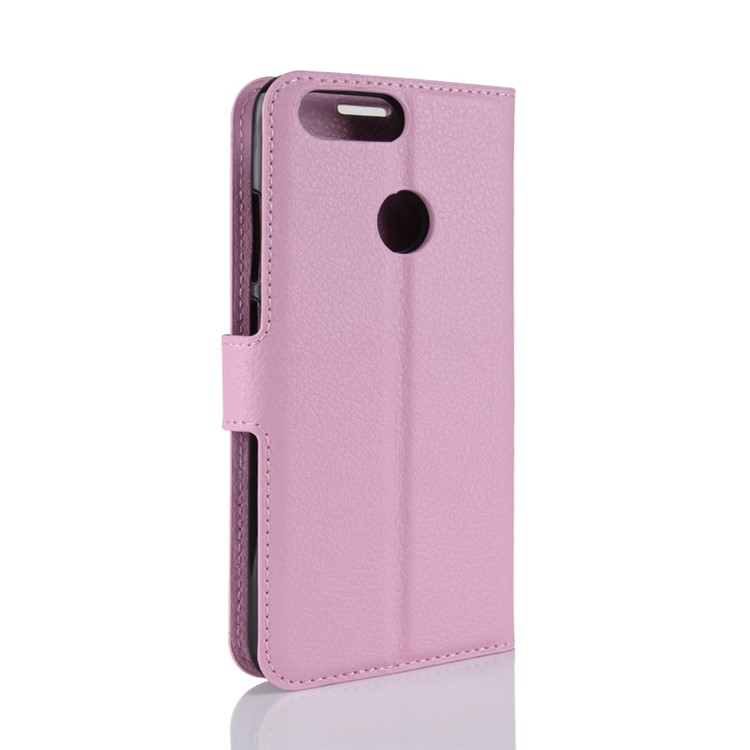 Litchi Skin PU Leather Magnetic Wallet Stand Casing for Lenovo S5 - Pink-6