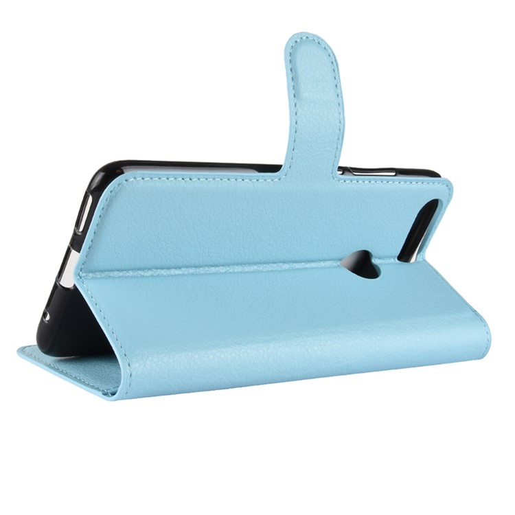 Litchi Skin PU Leather Magnetic Wallet Stand Mobile Phone Case for Lenovo S5 - Blue-5
