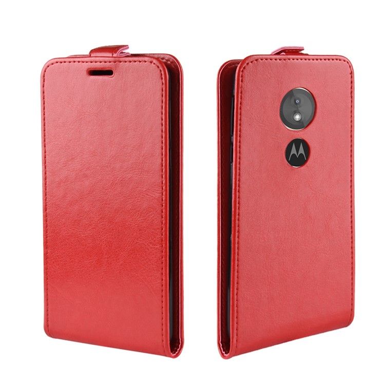 Crazy Horse Vertical Flip Card Holder Leather Shell for Motorola Moto E5/Moto G6 Play - Red-2