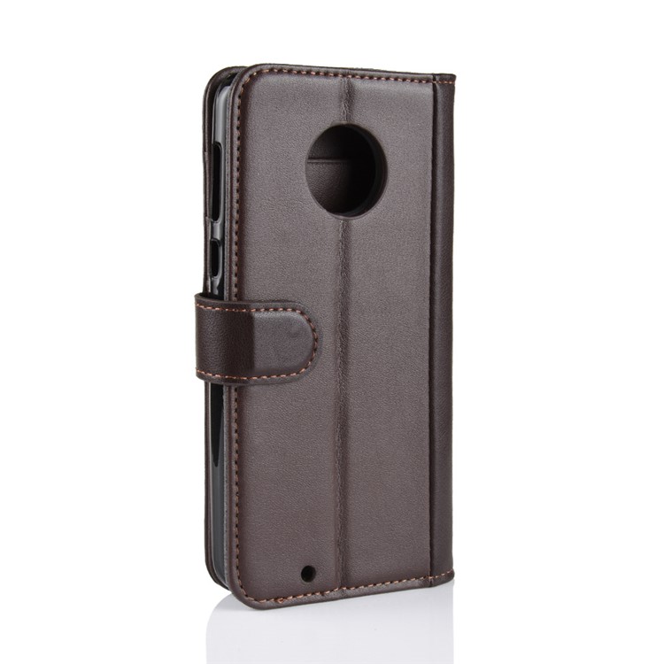 Genuine Split Leather Wallet Stand Flip Case for Motorola Moto G6 - Brown-4