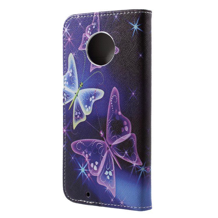 Padrão De Impressão Cruz Textura De Couro Ficar Tampa Com Slots De Cartão Para Motorola Moto G6 - Borboletas Vivas-2