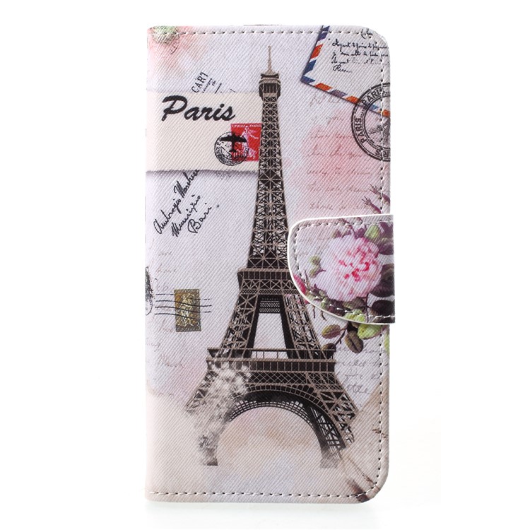Pattern Printing Cross Texture Stand Leather Wallet Case for Motorola Moto G6 Plus - Eiffel Tower-1