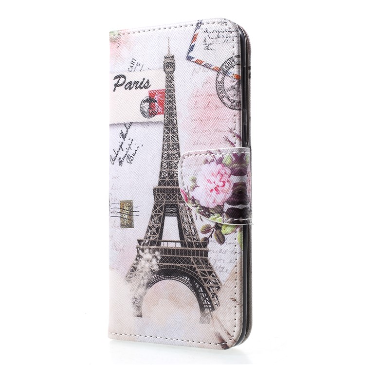 Pattern Printing Cross Texture Stand Leather Wallet Case for Motorola Moto G6 Plus - Eiffel Tower-3