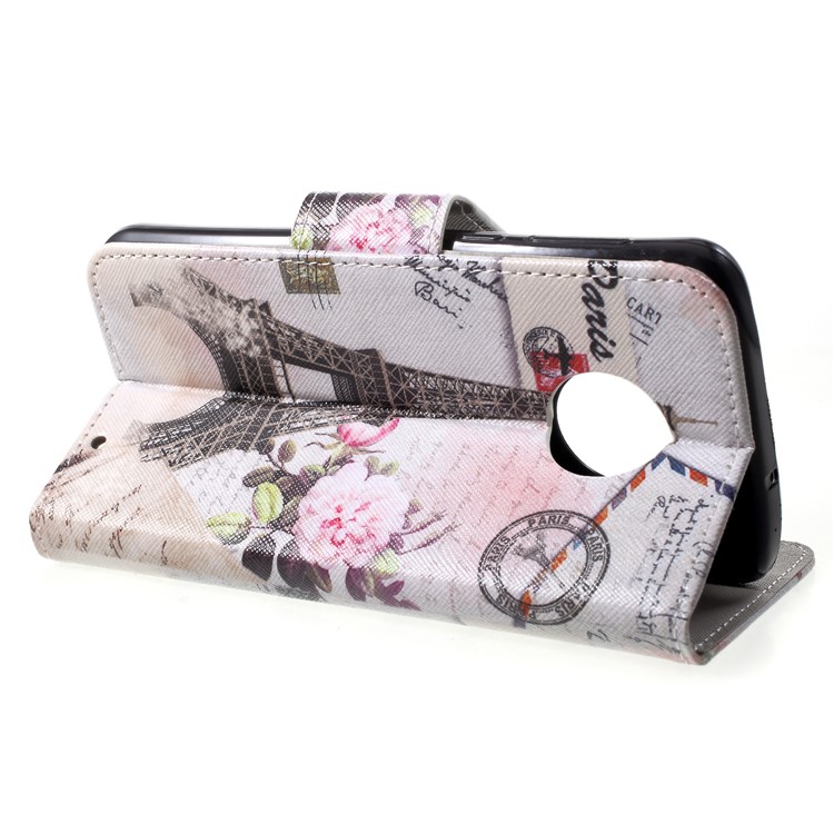 Pattern Printing Cross Texture Stand Leather Wallet Case for Motorola Moto G6 Plus - Eiffel Tower-4