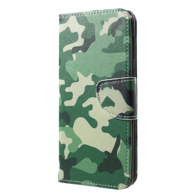Pattern Printing Cross Texture PU Leather Wallet Case for Motorola Moto G6 Plus - Camouflage Pattern-3