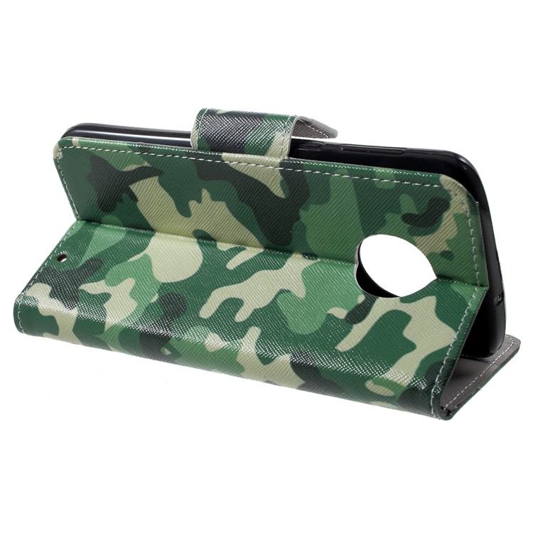 Pattern Printing Cross Texture PU Leather Wallet Case for Motorola Moto G6 Plus - Camouflage Pattern-4