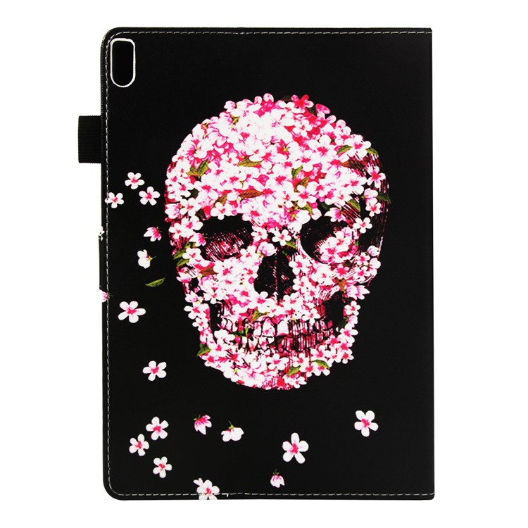 For Lenovo Tab 4 10 Pattern Printing Wallet Stand Case - Flowered Skull-3