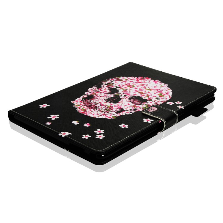 For Lenovo Tab 4 10 Pattern Printing Wallet Stand Case - Flowered Skull-7