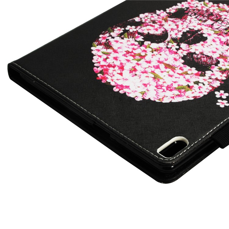 For Lenovo Tab 4 10 Pattern Printing Wallet Stand Case - Flowered Skull-8