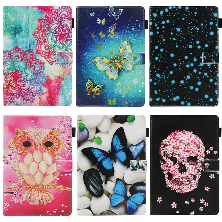 For Lenovo Tab 4 10 Pattern Printing Wallet Stand Case - Flowered Skull-9