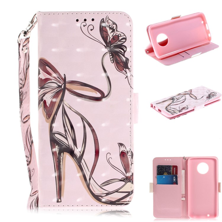 Patterned Wallet Stand Leather Magnetic Phone Case for Motorola Moto G6 - High Heel Sandal-1