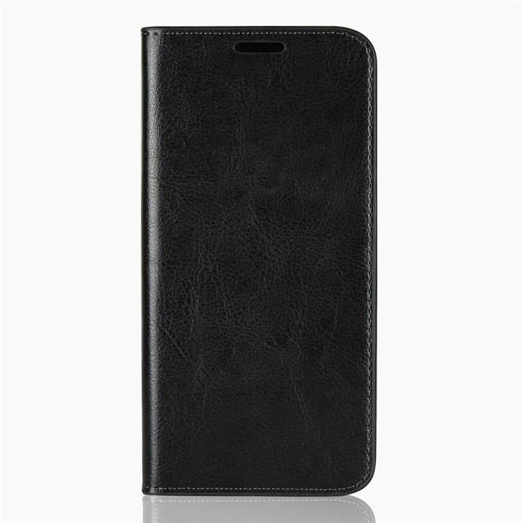 Crazy Horse Texture Genuine Leather Wallet Stand Mobile Cover for Motorola Moto E5 / Moto G6 Play - Black-2