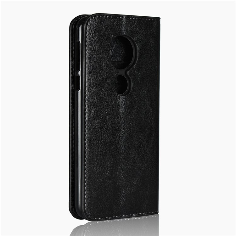 Crazy Horse Texture Genuine Leather Wallet Stand Mobile Cover for Motorola Moto E5 / Moto G6 Play - Black-3