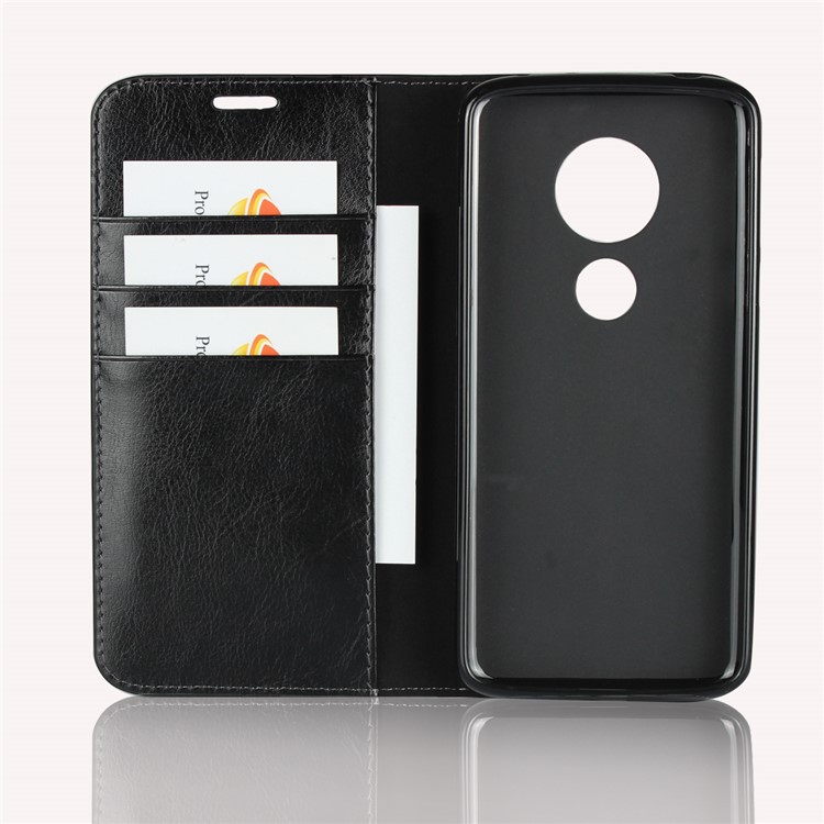 Crazy Horse Texture Genuine Leather Wallet Stand Mobile Cover for Motorola Moto E5 / Moto G6 Play - Black-5