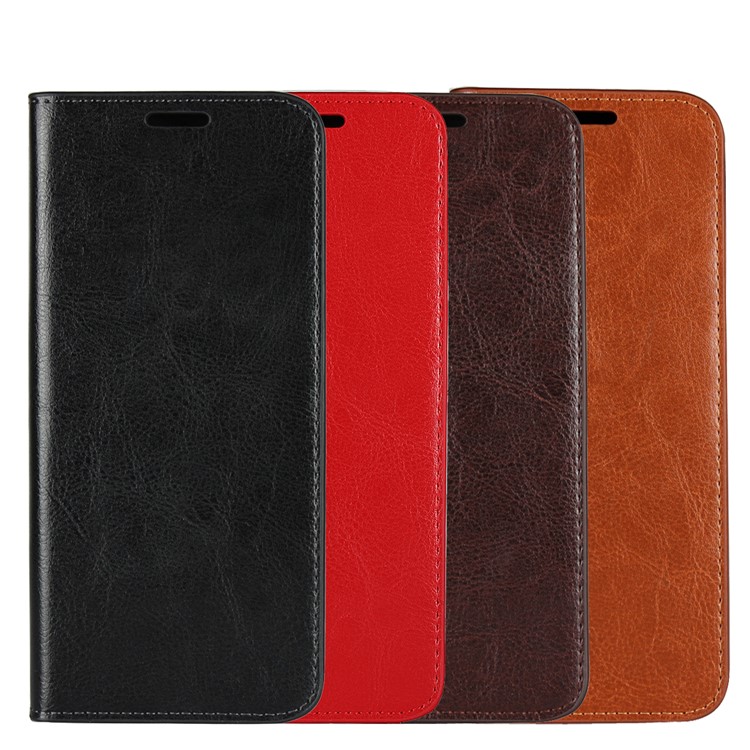 Crazy Horse Texture Genuine Leather Wallet Stand Mobile Cover for Motorola Moto E5 / Moto G6 Play - Black-7
