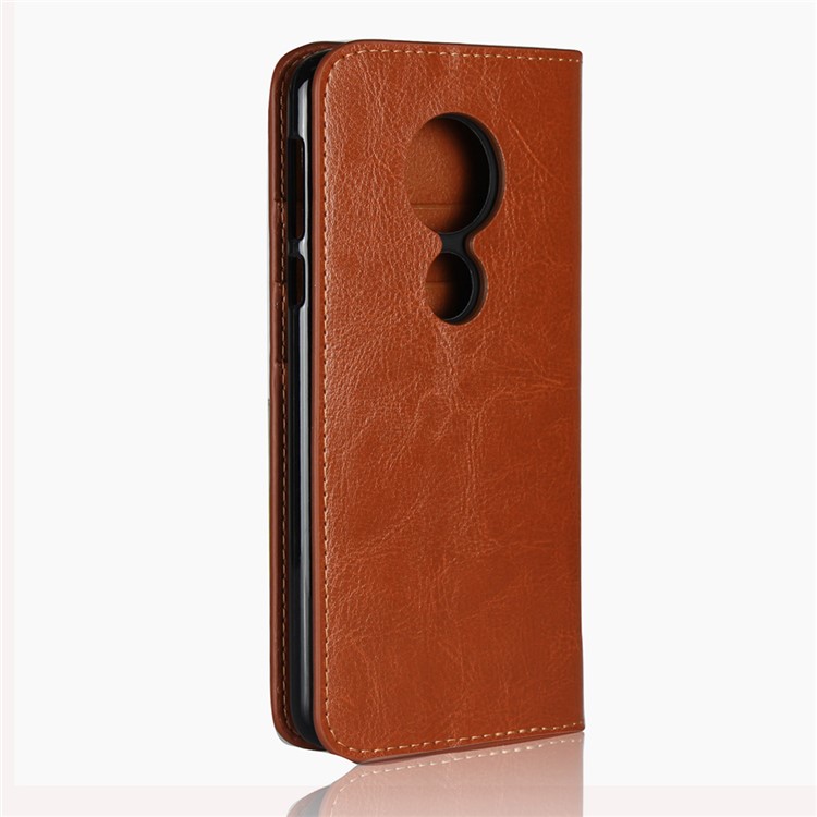 Crazy Horse Texture Genuine Leather Wallet Stand Mobile Shell for Motorola Moto E5 / Moto G6 Play - Brown-3