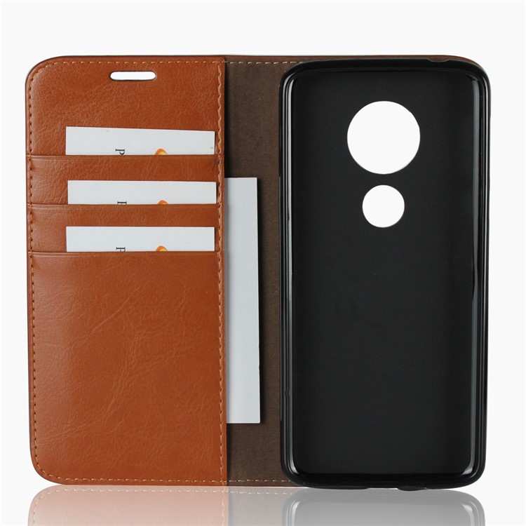 Crazy Horse Texture Genuine Leather Wallet Stand Mobile Shell for Motorola Moto E5 / Moto G6 Play - Brown-5