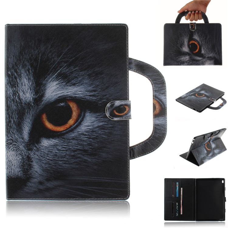 Printing Pattern Stand Leather Wallet Magnetic Protection Cover with Handle for Lenovo Tab 4 10 - Eye-1