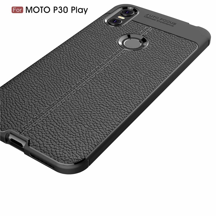 Litchi Texture Soft TPU Mobile Phone Case for Motorola One / P30 Play - Black-5