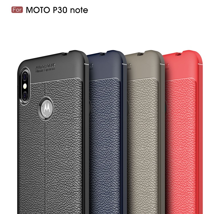 Litchi Grain Soft TPU Back Phone Case for Motorola One Power / P30 Note - Black-11