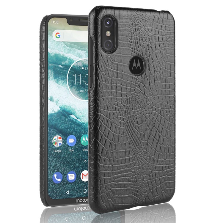 Crocodile Texture PU Leather Coated PC Phone Case for Motorola One / P30 Play (China) - Black-1