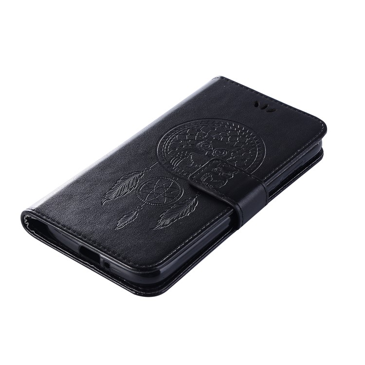 Imprint Owl Dream Catcher Wallet Stand Leather Casing for Motorola Moto E5 Play Go - Black-7