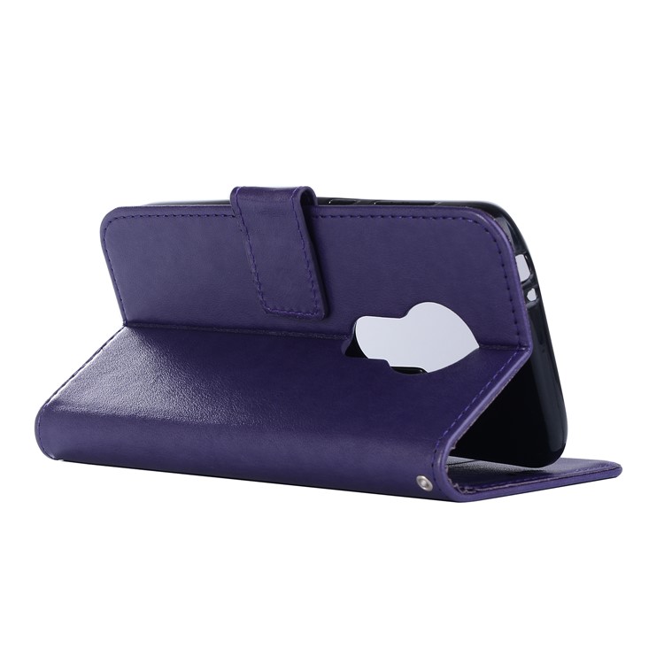 Imprint Owl Dream Catcher Leather Wallet Stand Case for Motorola Moto E5 Play Go - Purple-5