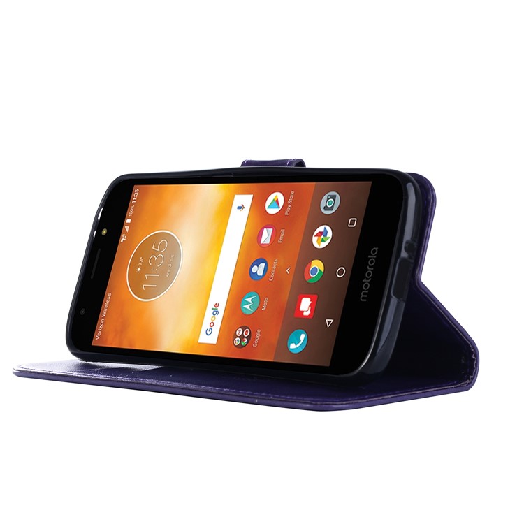 Imprint Owl Dream Catcher Leather Wallet Stand Case for Motorola Moto E5 Play Go - Purple-6
