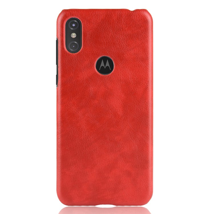 Litchi Skin Leather Coated Hard Back Case for Motorola One / P30 Play in China - Red-2