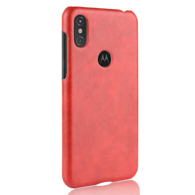 Litchi Skin Leather Coated Hard Back Case for Motorola One / P30 Play in China - Red-3