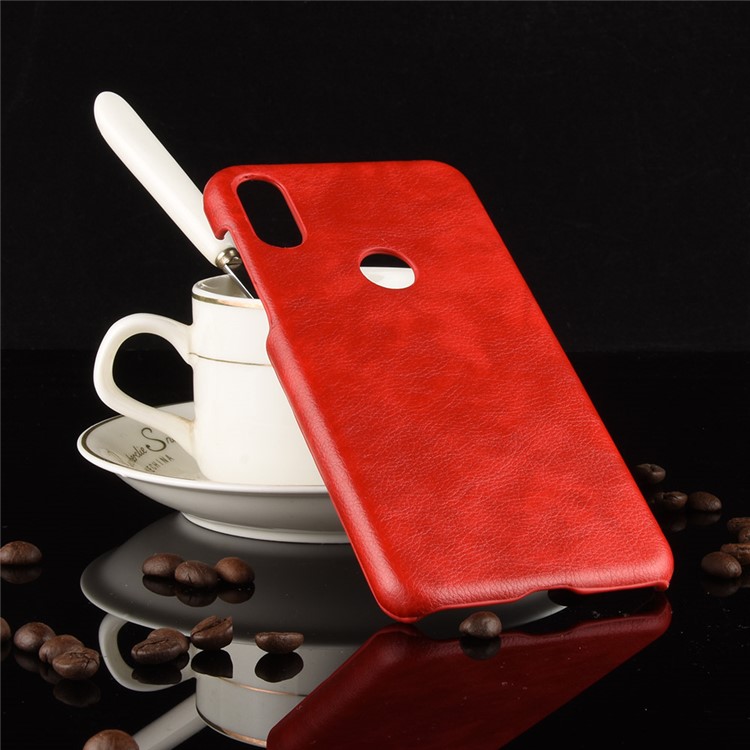 Litchi Skin Leather Coated Hard Back Case for Motorola One / P30 Play in China - Red-6